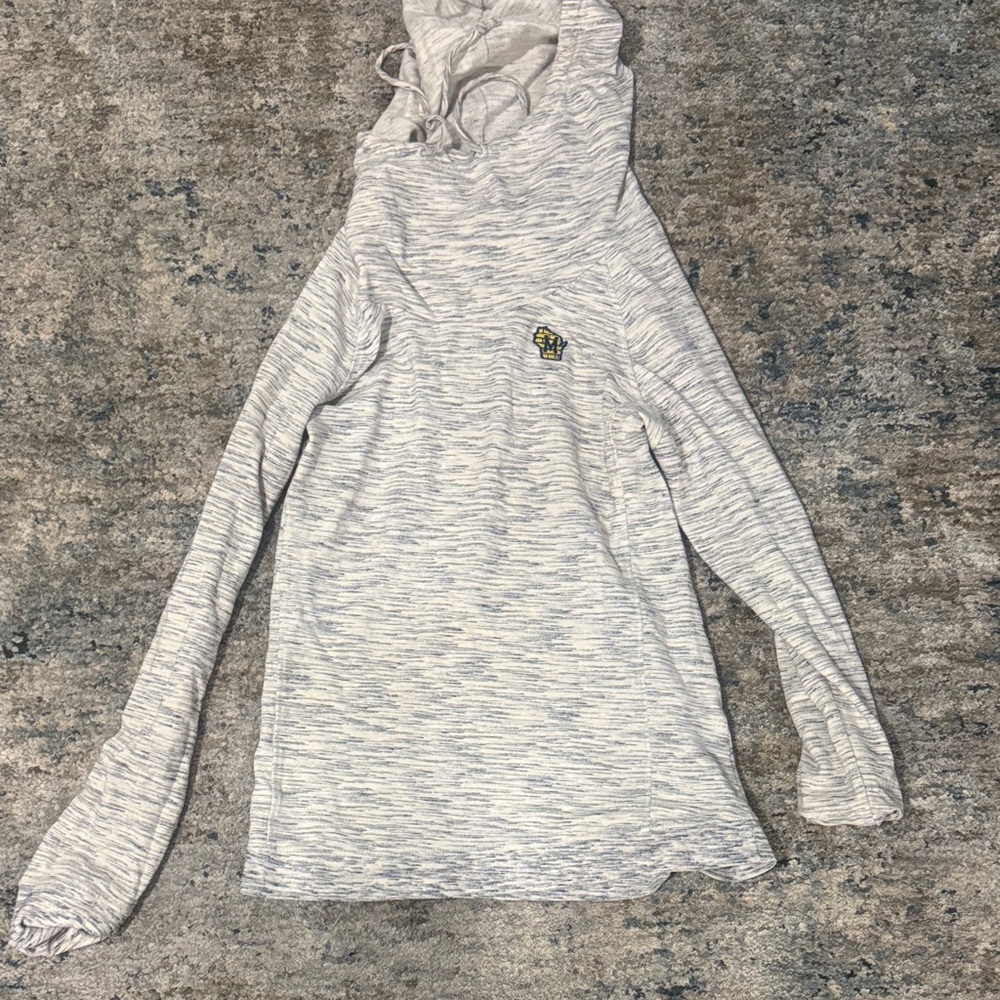 Gray Hooded Long Sleeve Top